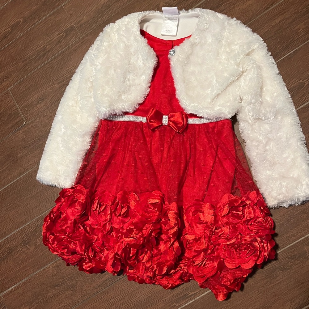 4T Nannette girls dress with ruffles. Sweater is included.